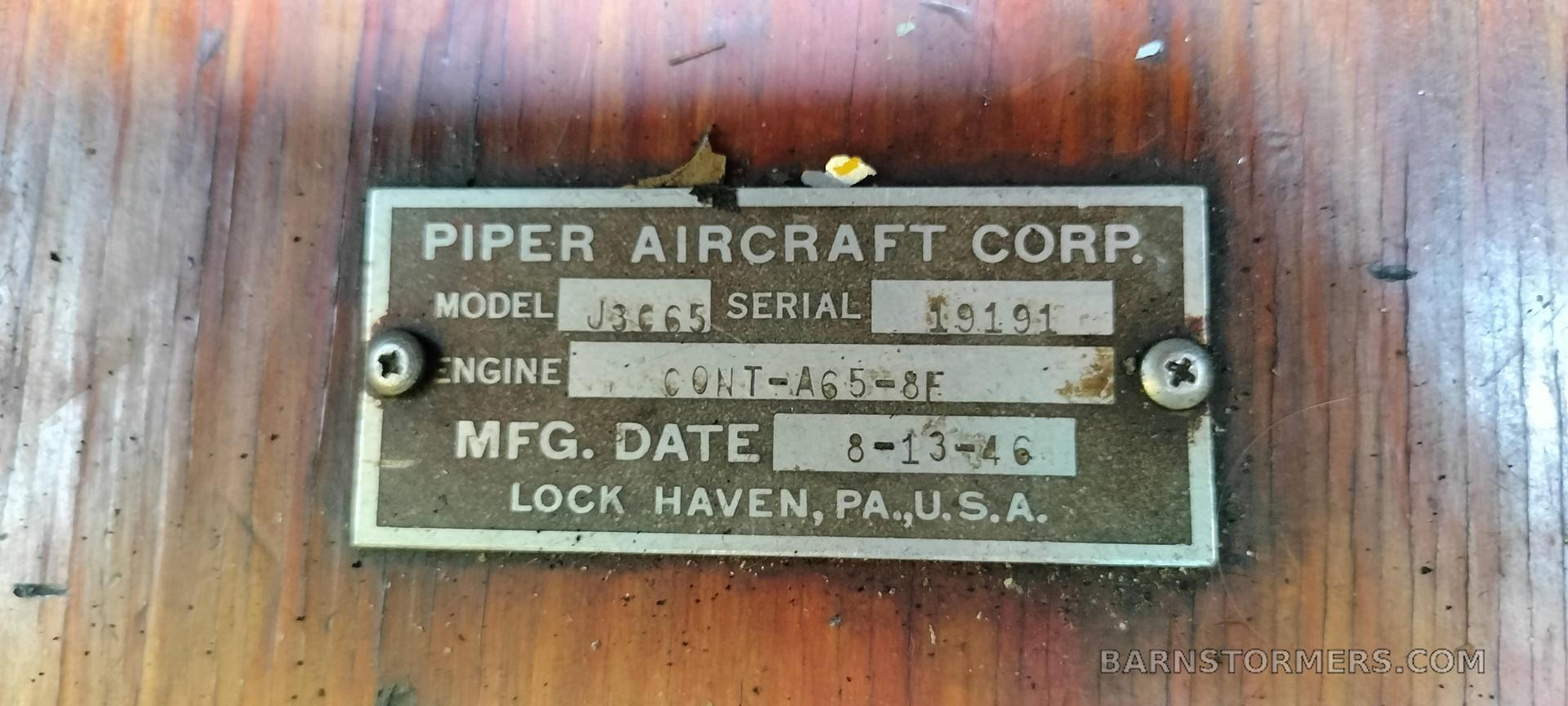 1946 PIPER J3 CUB C90-8 4